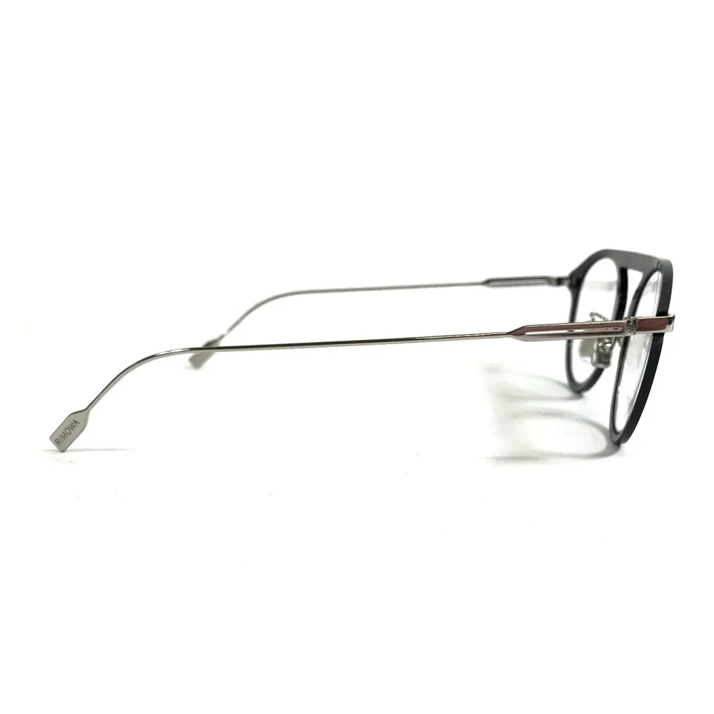 Rimowa Eyeglasses Frames RW50004U 001 Black Silver Round Full Rim 47-23-150 - Picture 3 of 13